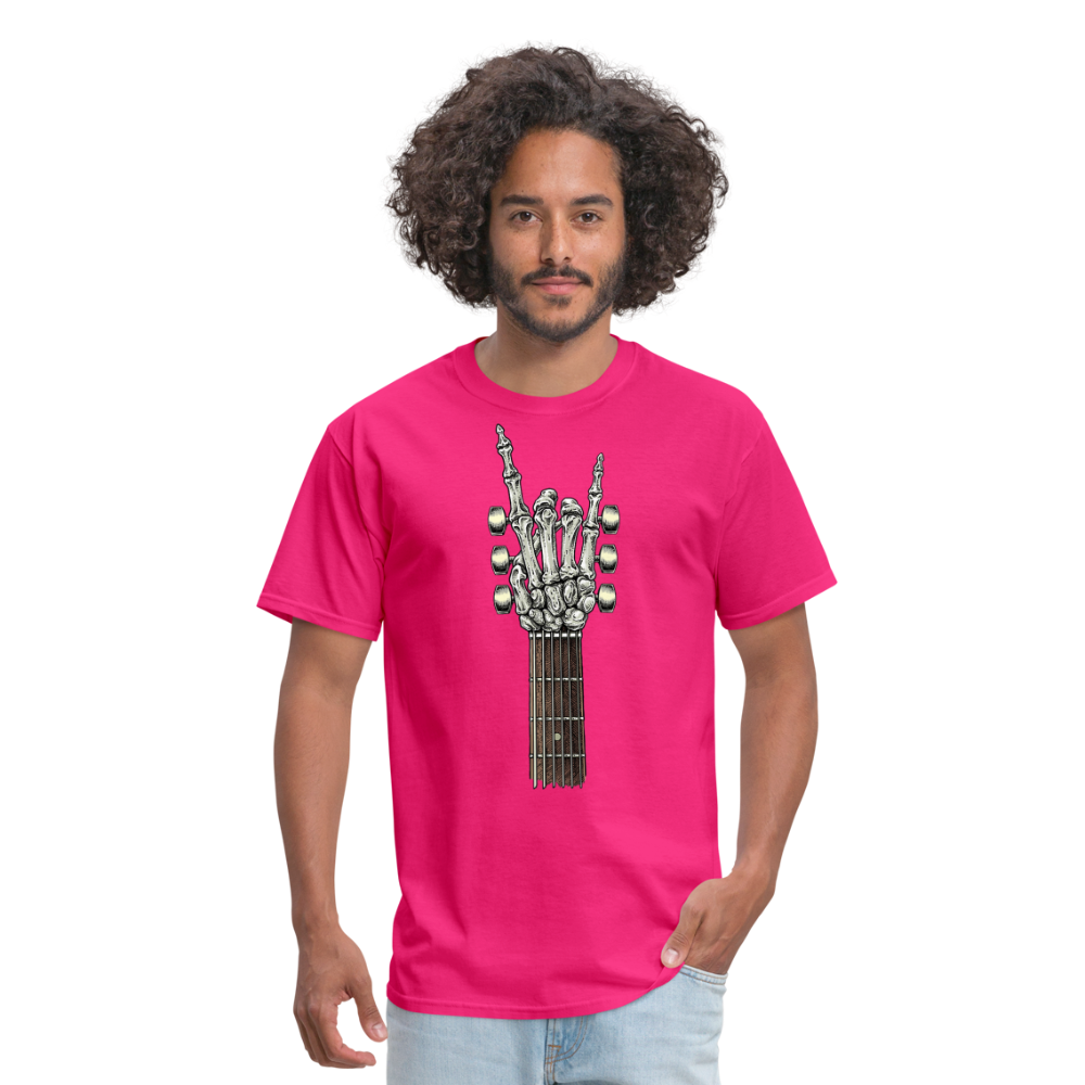 Rock On Guitar Neck Skeleton Hand Rock & Roll Graphic Tee Unisex Classic T-Shirt - fuchsia
