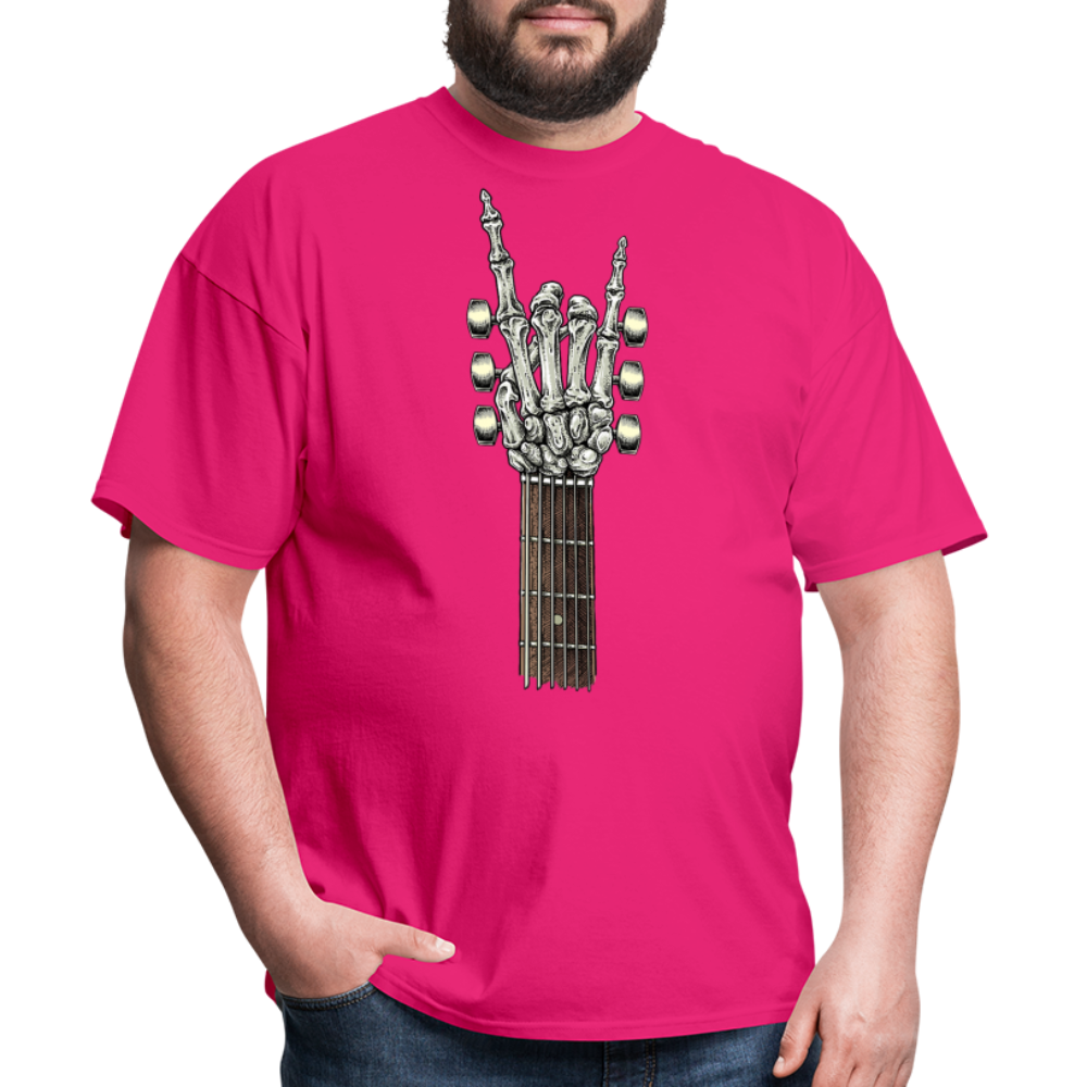 Rock On Guitar Neck Skeleton Hand Rock & Roll Graphic Tee Unisex Classic T-Shirt - fuchsia