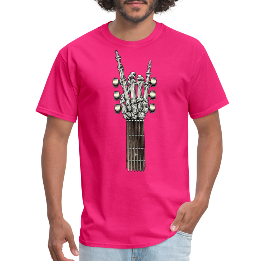 Rock On Guitar Neck Skeleton Hand Rock & Roll Graphic Tee Unisex Classic T-Shirt - fuchsia