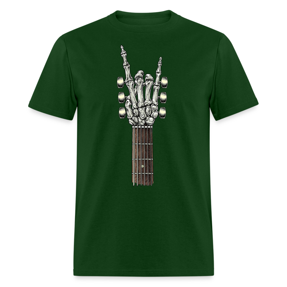 Rock On Guitar Neck Skeleton Hand Rock & Roll Graphic Tee Unisex Classic T-Shirt - forest green