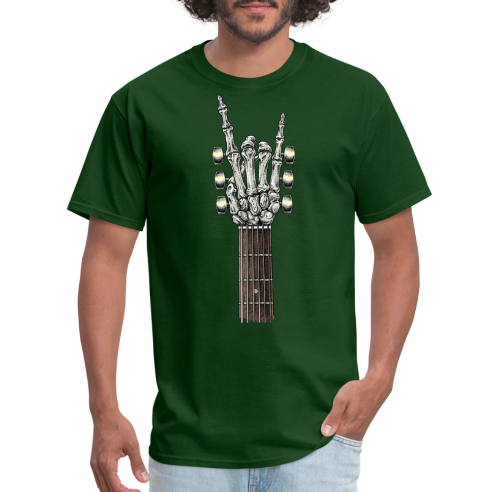 Rock On Guitar Neck Skeleton Hand Rock & Roll Graphic Tee Unisex Classic T-Shirt - forest green
