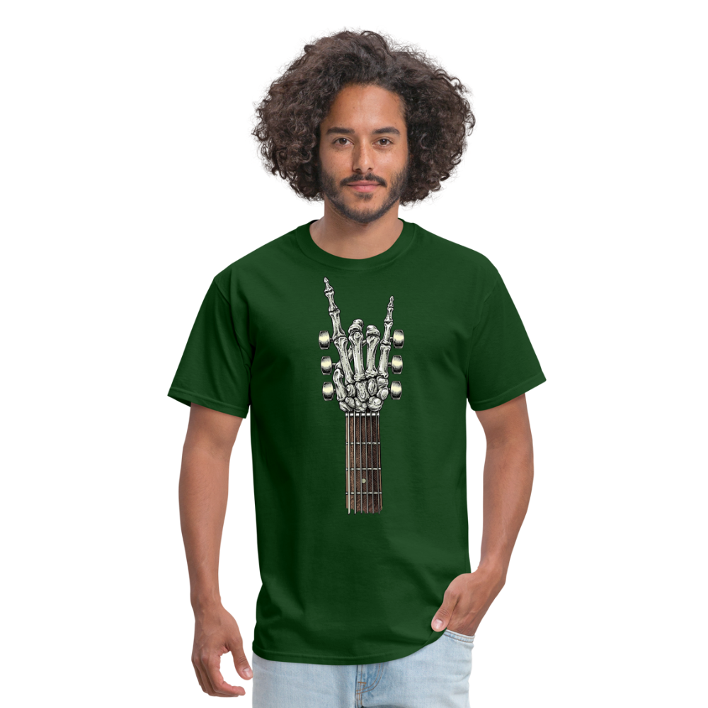 Rock On Guitar Neck Skeleton Hand Rock & Roll Graphic Tee Unisex Classic T-Shirt - forest green