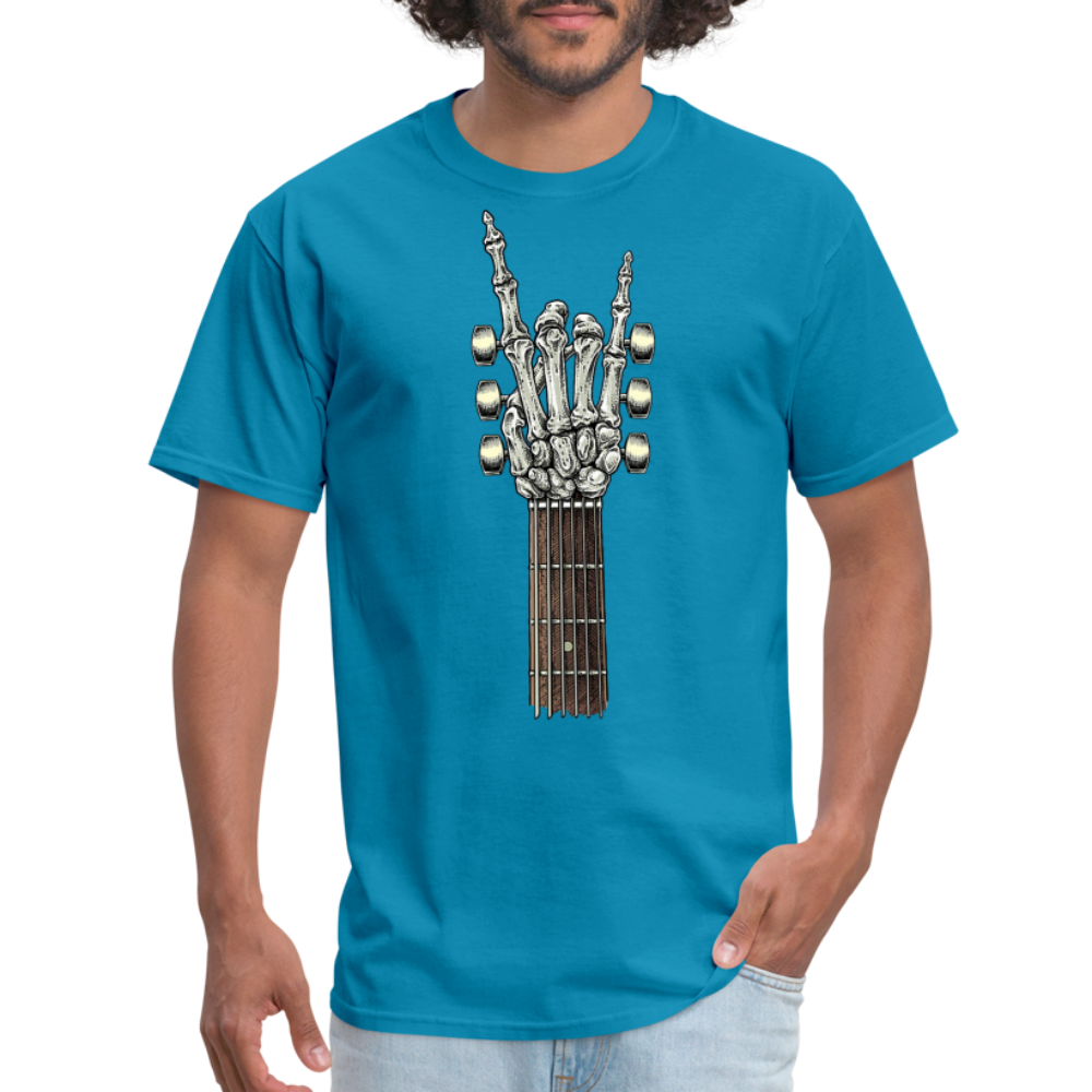 Rock On Guitar Neck Skeleton Hand Rock & Roll Graphic Tee Unisex Classic T-Shirt - turquoise