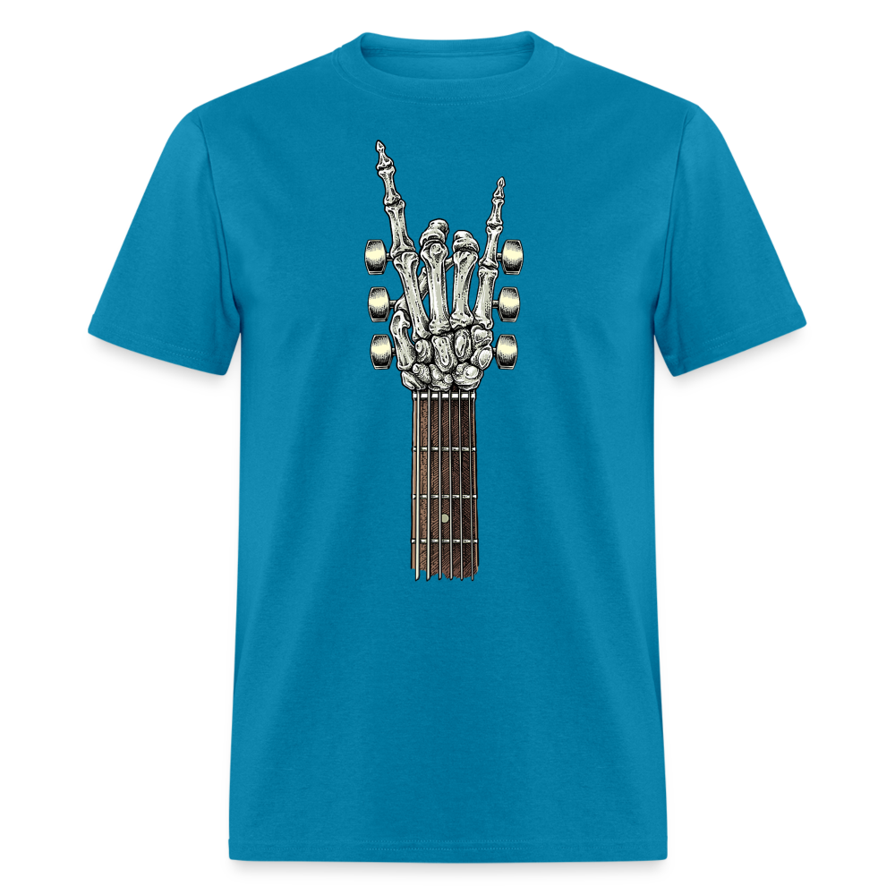 Rock On Guitar Neck Skeleton Hand Rock & Roll Graphic Tee Unisex Classic T-Shirt - turquoise