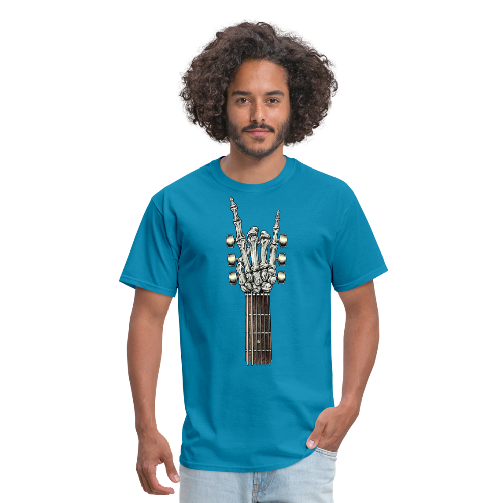 Rock On Guitar Neck Skeleton Hand Rock & Roll Graphic Tee Unisex Classic T-Shirt - turquoise