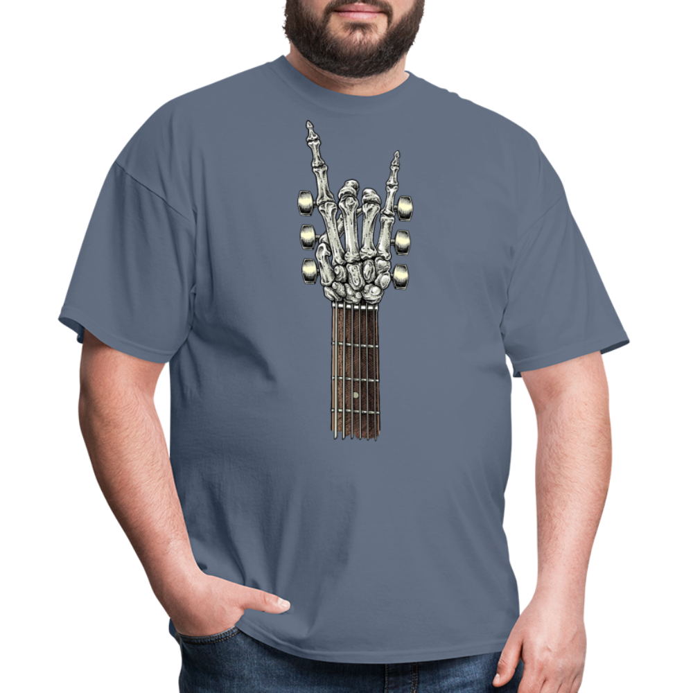 Rock On Guitar Neck Skeleton Hand Rock & Roll Graphic Tee Unisex Classic T-Shirt - denim