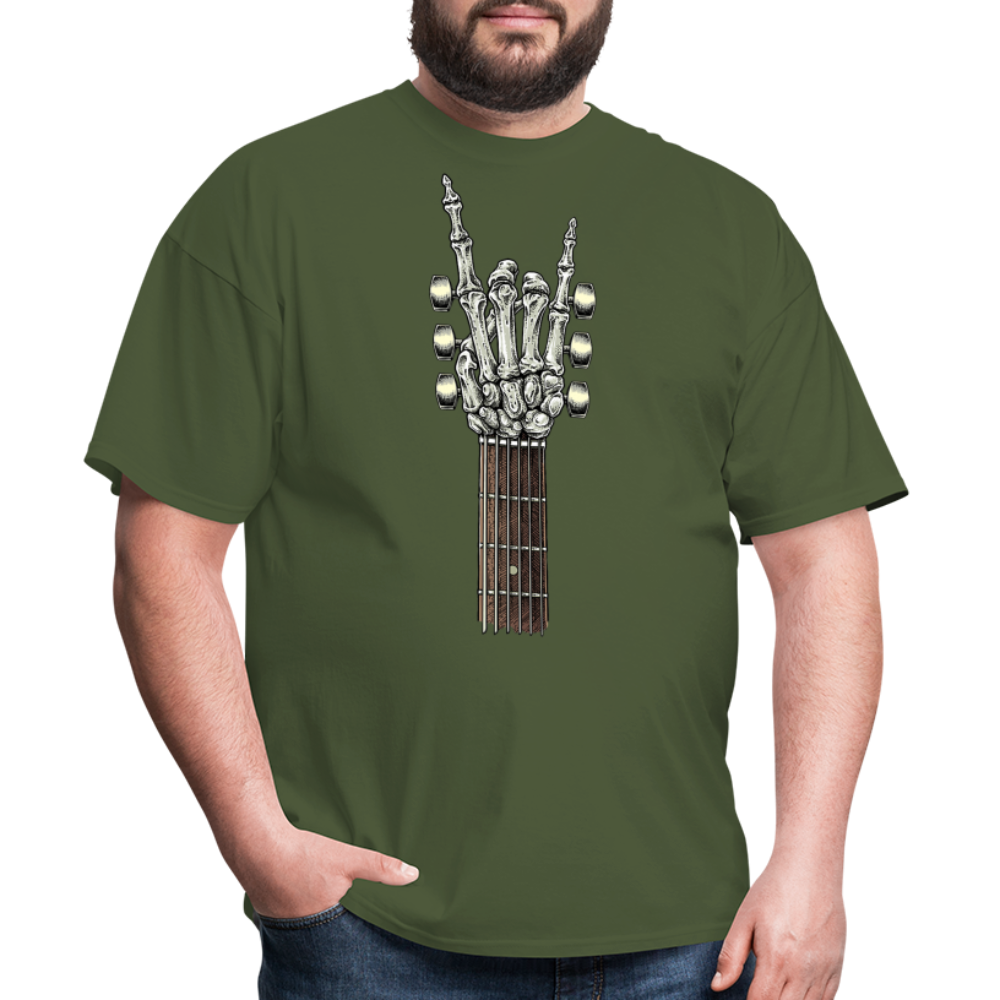 Rock On Guitar Neck Skeleton Hand Rock & Roll Graphic Tee Unisex Classic T-Shirt - military green