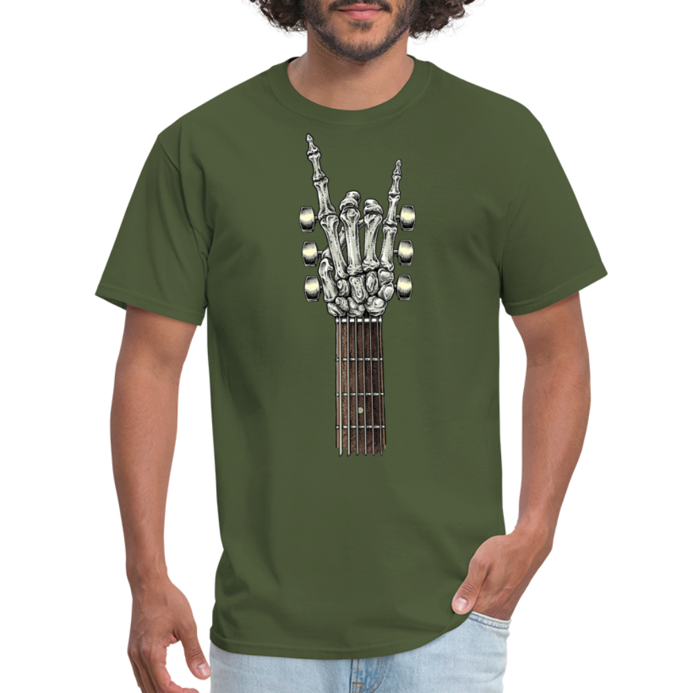 Rock On Guitar Neck Skeleton Hand Rock & Roll Graphic Tee Unisex Classic T-Shirt - military green
