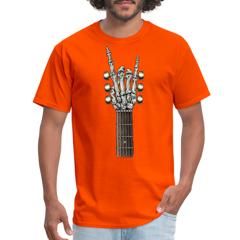 Rock On Guitar Neck Skeleton Hand Rock & Roll Graphic Tee Unisex Classic T-Shirt - orange