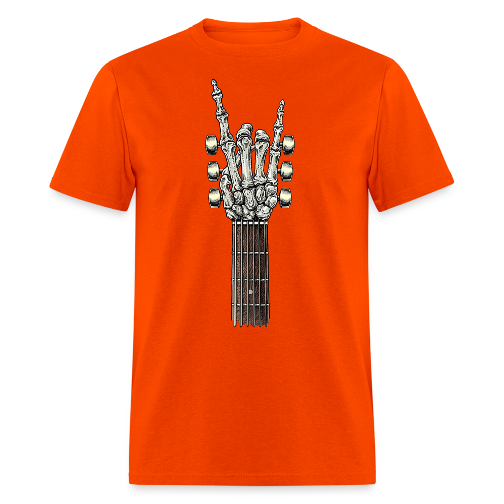 Rock On Guitar Neck Skeleton Hand Rock & Roll Graphic Tee Unisex Classic T-Shirt - orange