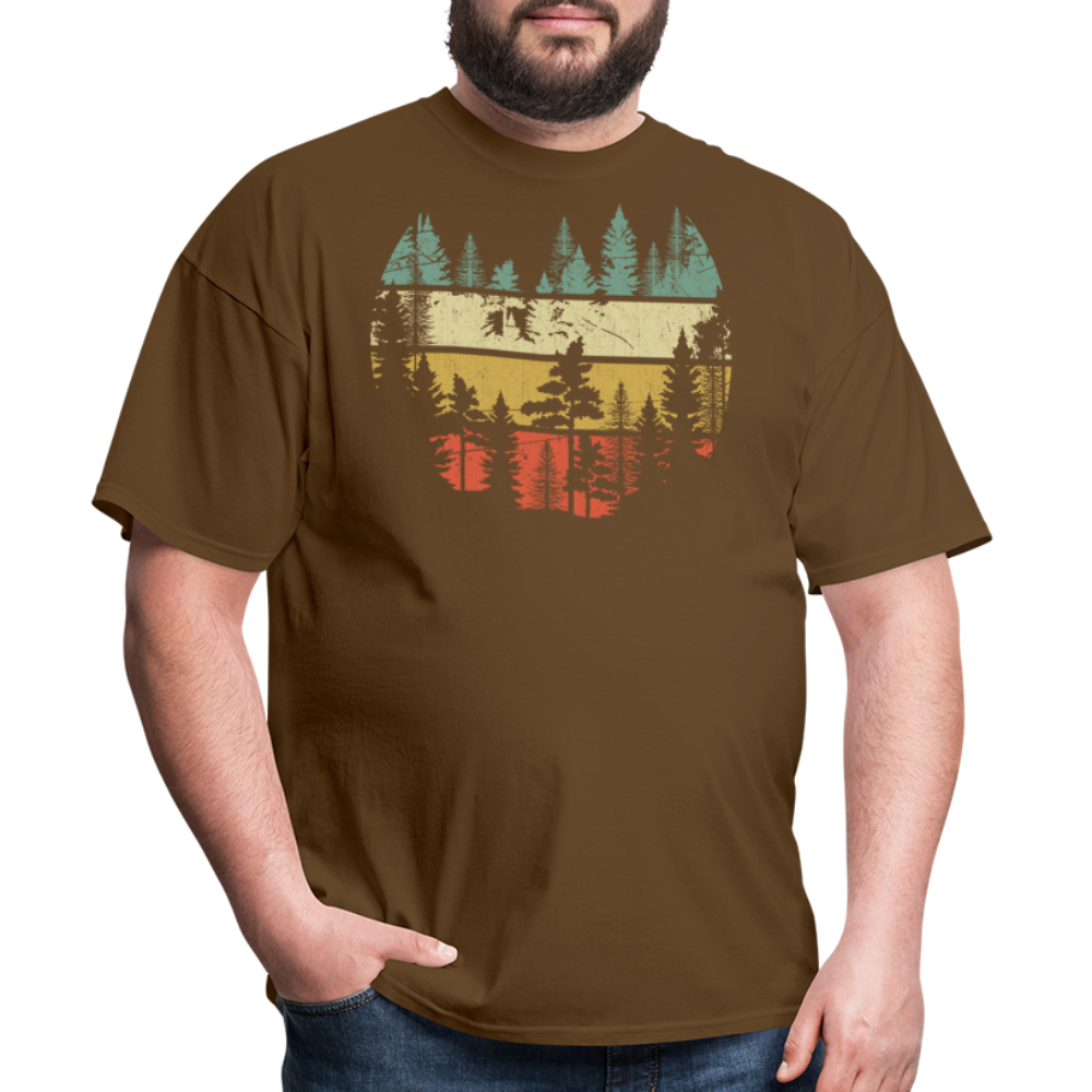 Vintage Look Wildlife Trees Outdoors Nature Retro Forest Unisex Classic T-Shirt - brown