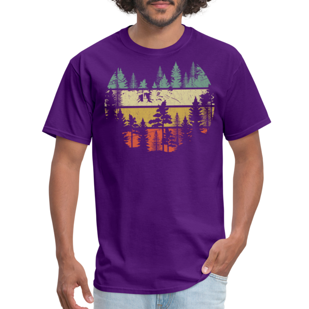 Vintage Look Wildlife Trees Outdoors Nature Retro Forest Unisex Classic T-Shirt - purple