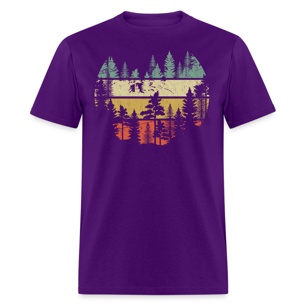 Vintage Look Wildlife Trees Outdoors Nature Retro Forest Unisex Classic T-Shirt - purple