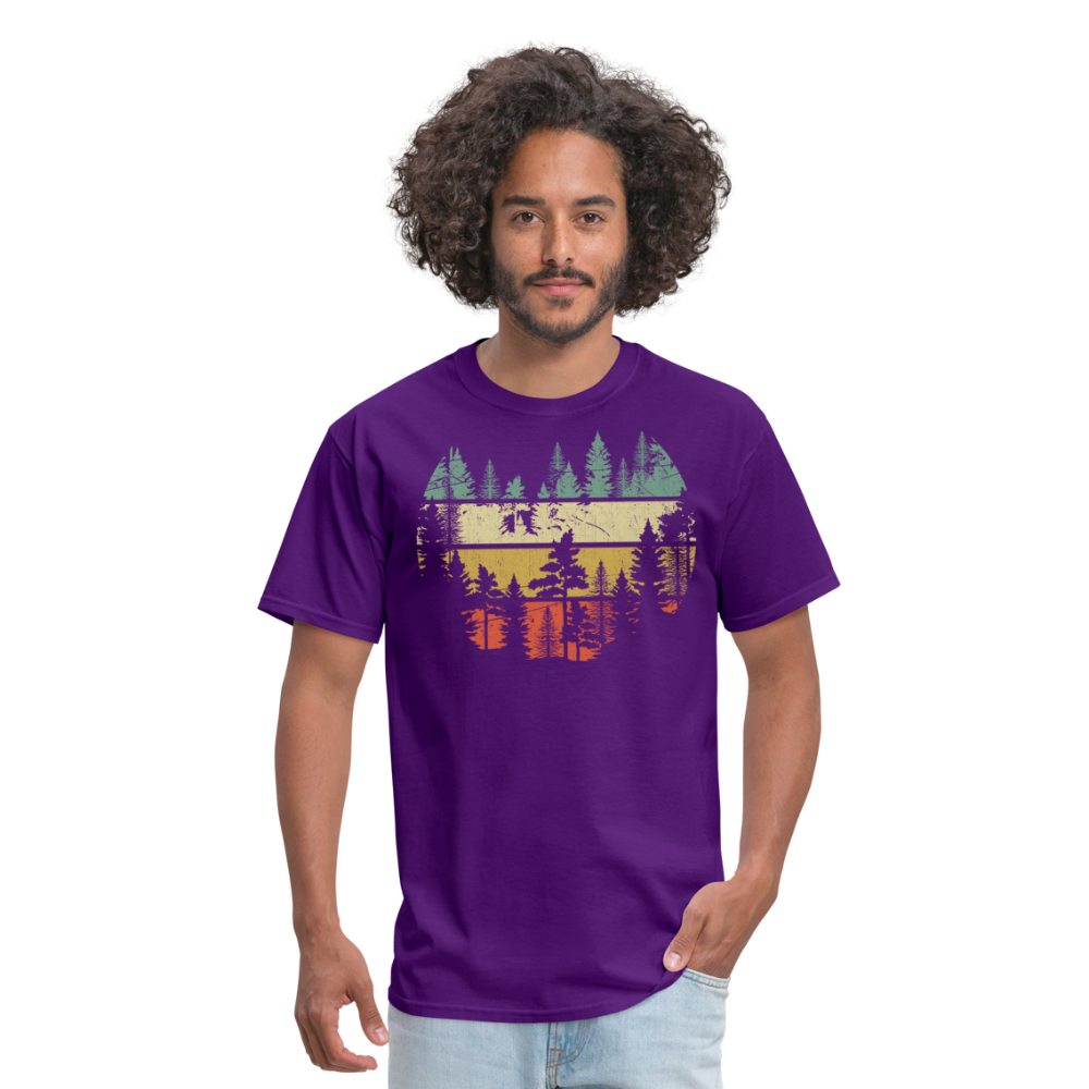 Vintage Look Wildlife Trees Outdoors Nature Retro Forest Unisex Classic T-Shirt - purple