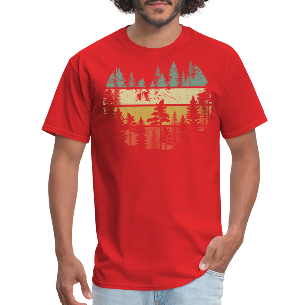 Vintage Look Wildlife Trees Outdoors Nature Retro Forest Unisex Classic T-Shirt - red