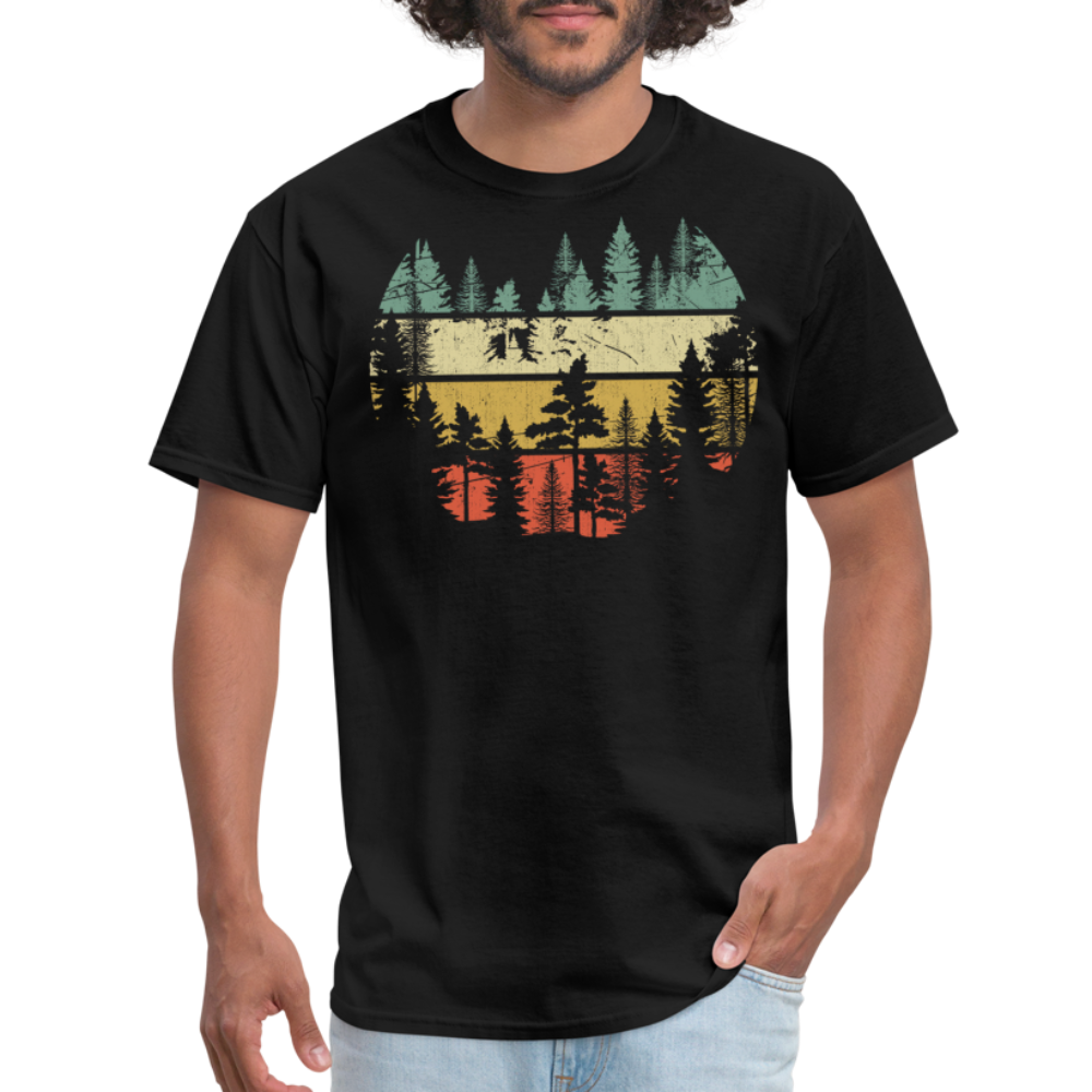 Vintage Look Wildlife Trees Outdoors Nature Retro Forest Unisex Classic T-Shirt - black