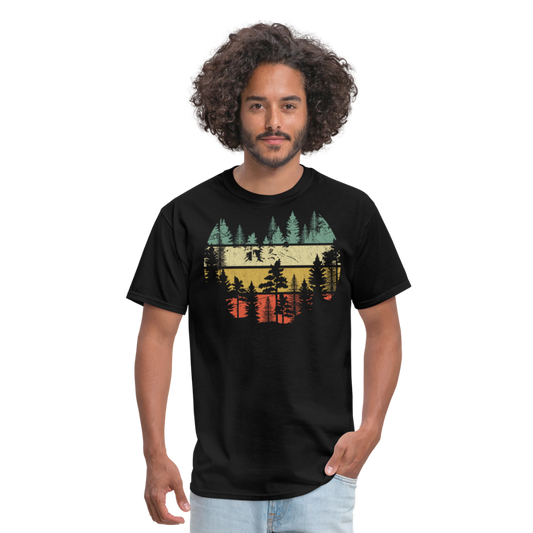 Vintage Look Wildlife Trees Outdoors Nature Retro Forest Unisex Classic T-Shirt - black