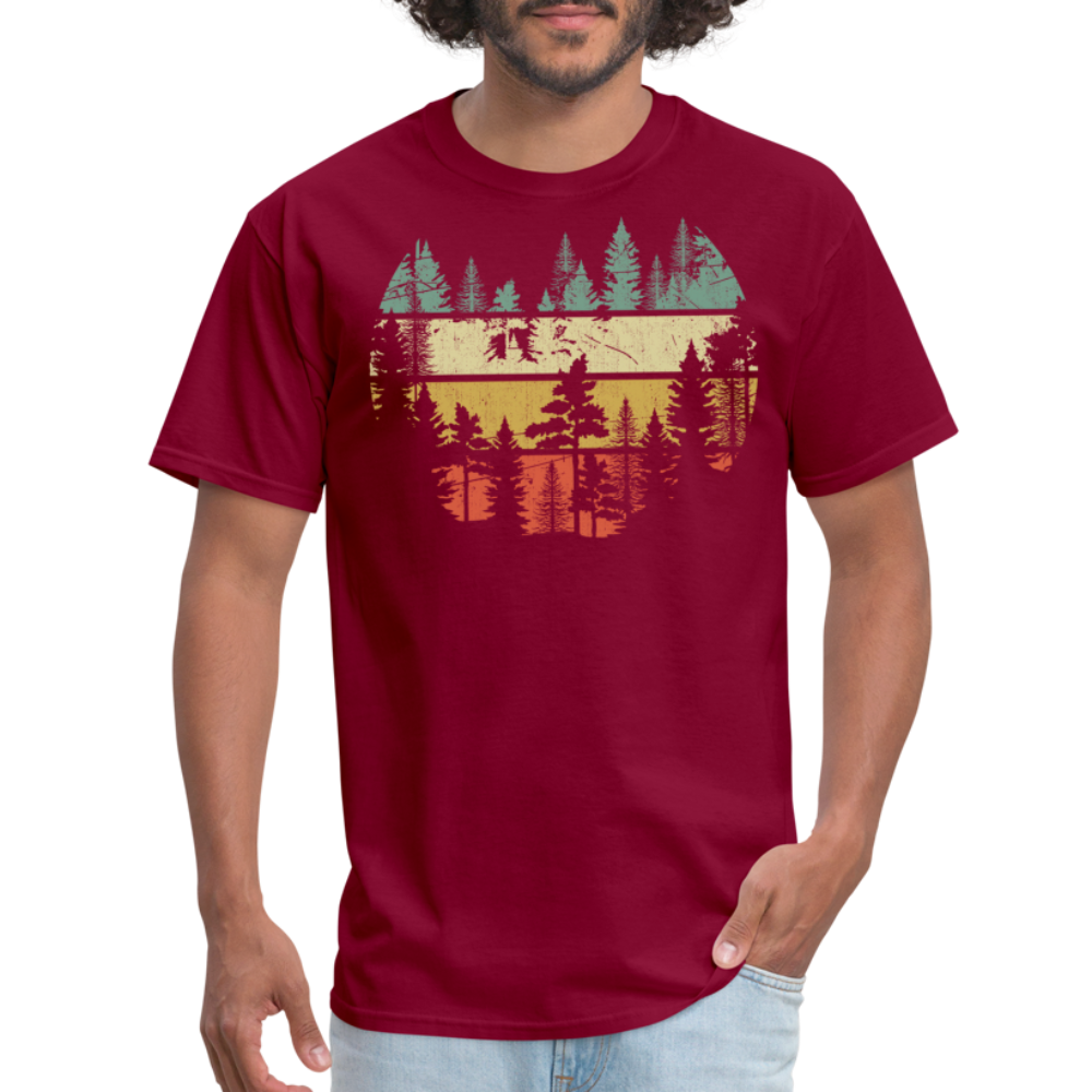 Vintage Look Wildlife Trees Outdoors Nature Retro Forest Unisex Classic T-Shirt - burgundy