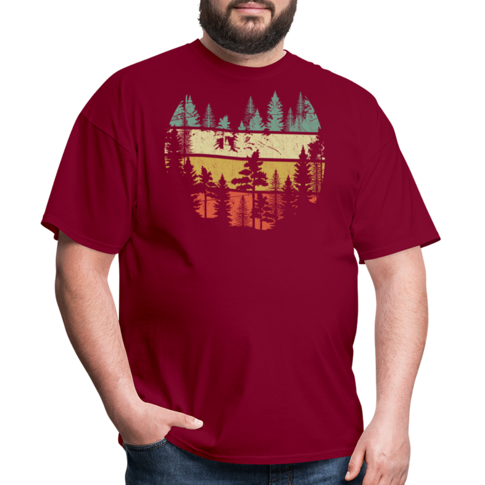 Vintage Look Wildlife Trees Outdoors Nature Retro Forest Unisex Classic T-Shirt - burgundy