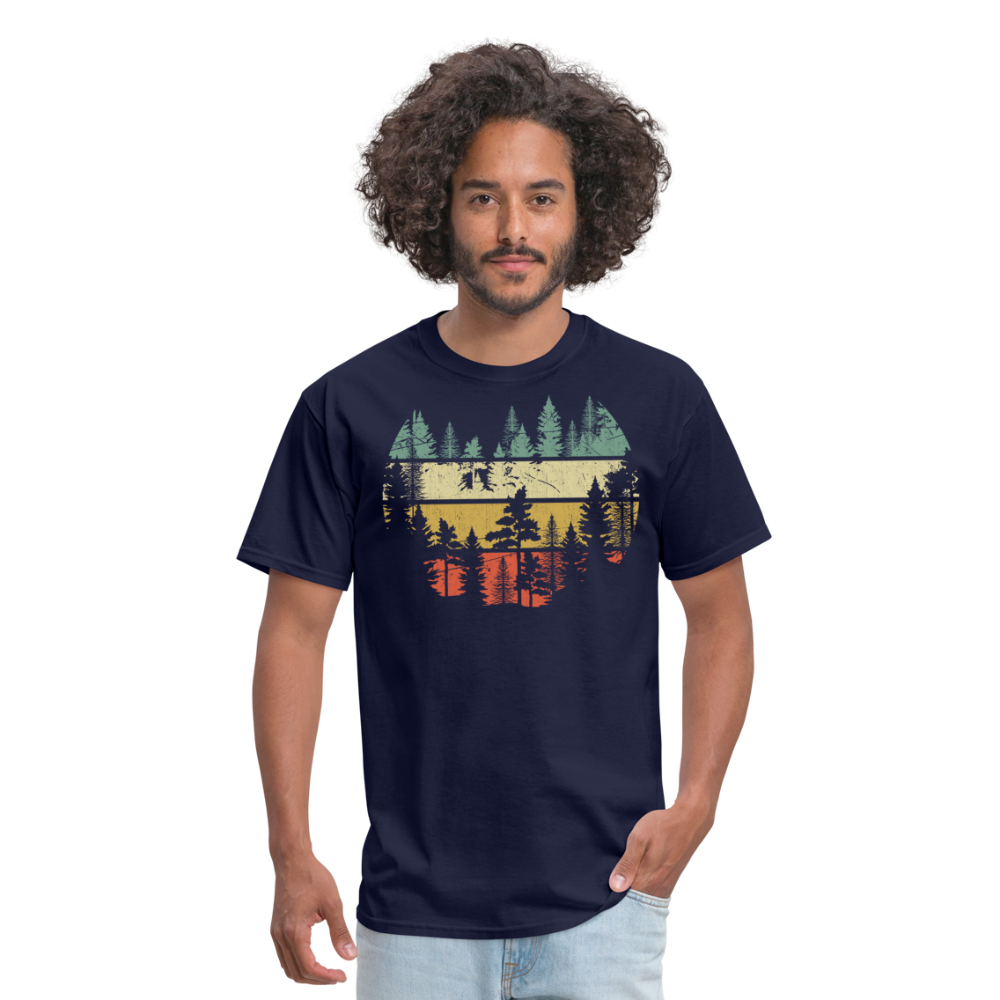 Vintage Look Wildlife Trees Outdoors Nature Retro Forest Unisex Classic T-Shirt - navy