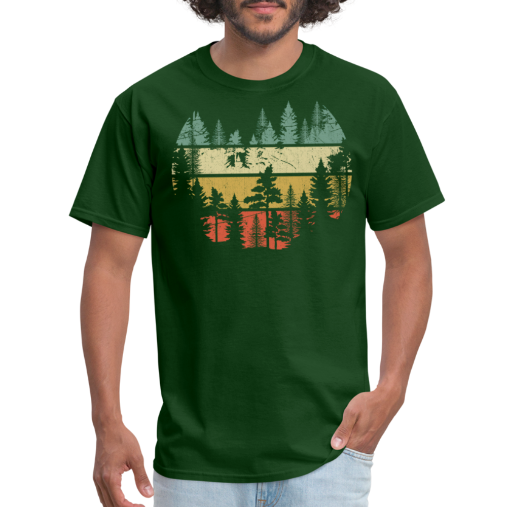 Vintage Look Wildlife Trees Outdoors Nature Retro Forest Unisex Classic T-Shirt - forest green