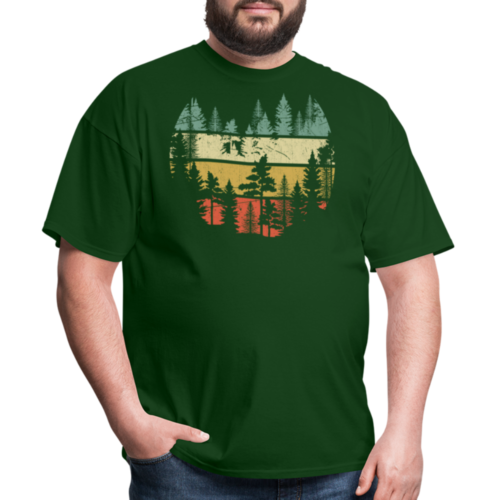 Vintage Look Wildlife Trees Outdoors Nature Retro Forest Unisex Classic T-Shirt - forest green
