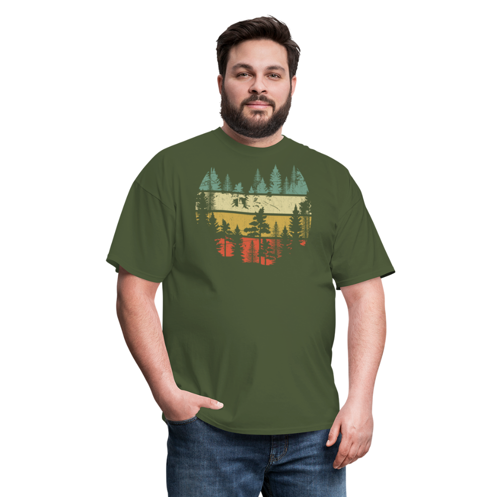 Vintage Look Wildlife Trees Outdoors Nature Retro Forest Unisex Classic T-Shirt - military green