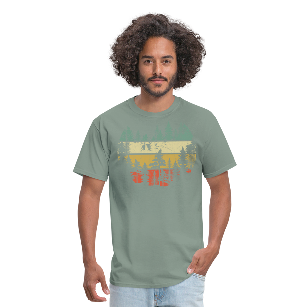 Vintage Look Wildlife Trees Outdoors Nature Retro Forest Unisex Classic T-Shirt - sage