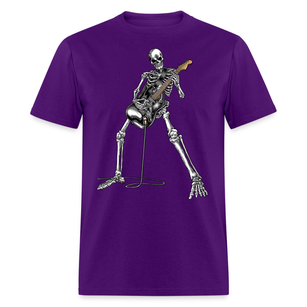 Skeleton Playing Guitar Graphic Tee Rock And Roll Unisex Classic T-Shirt - purple