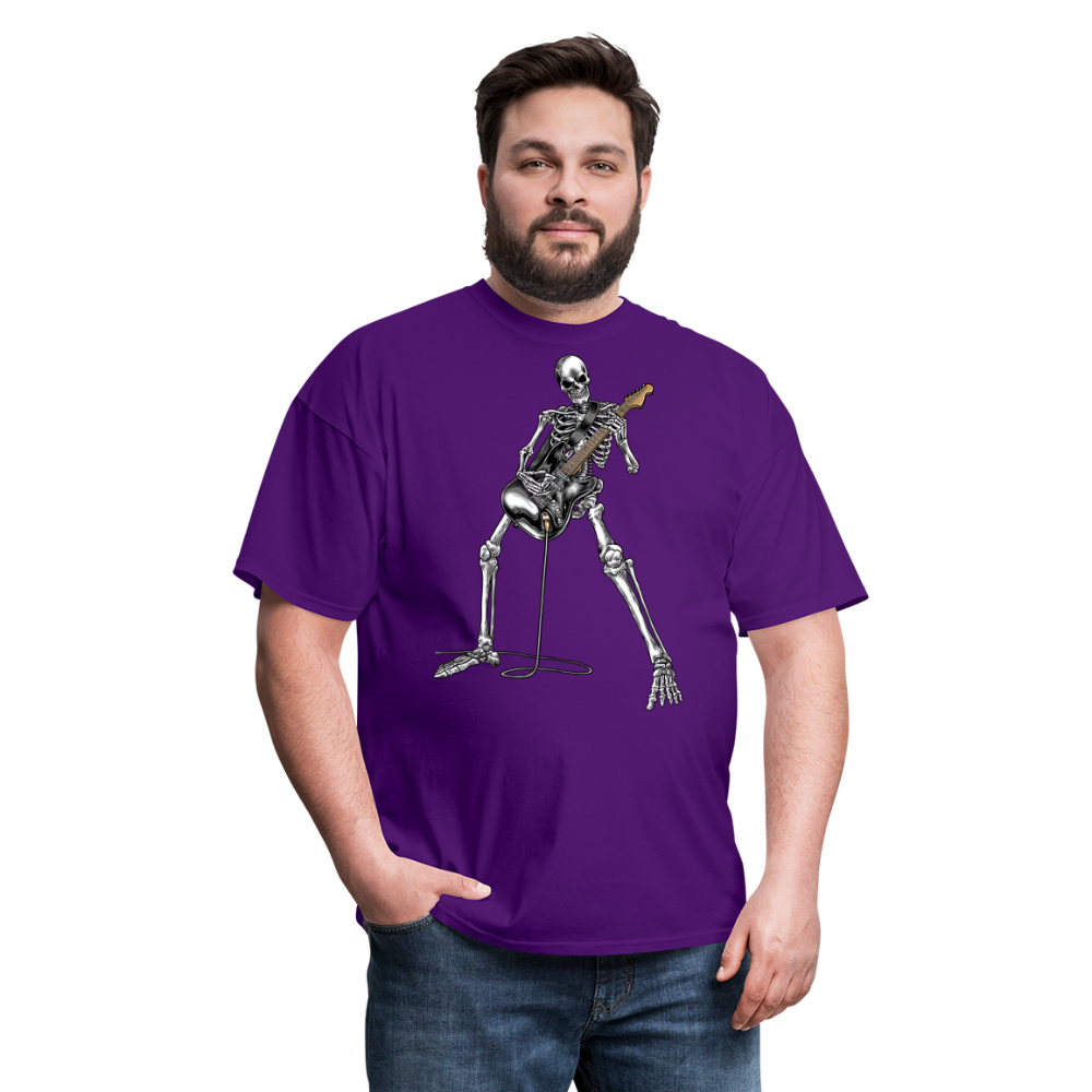 Skeleton Playing Guitar Graphic Tee Rock And Roll Unisex Classic T-Shirt - purple