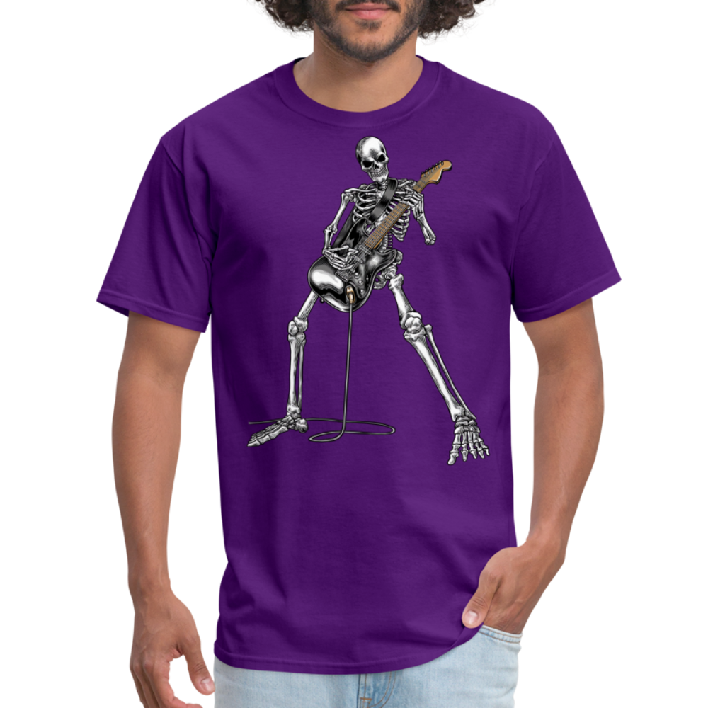 Skeleton Playing Guitar Graphic Tee Rock And Roll Unisex Classic T-Shirt - purple