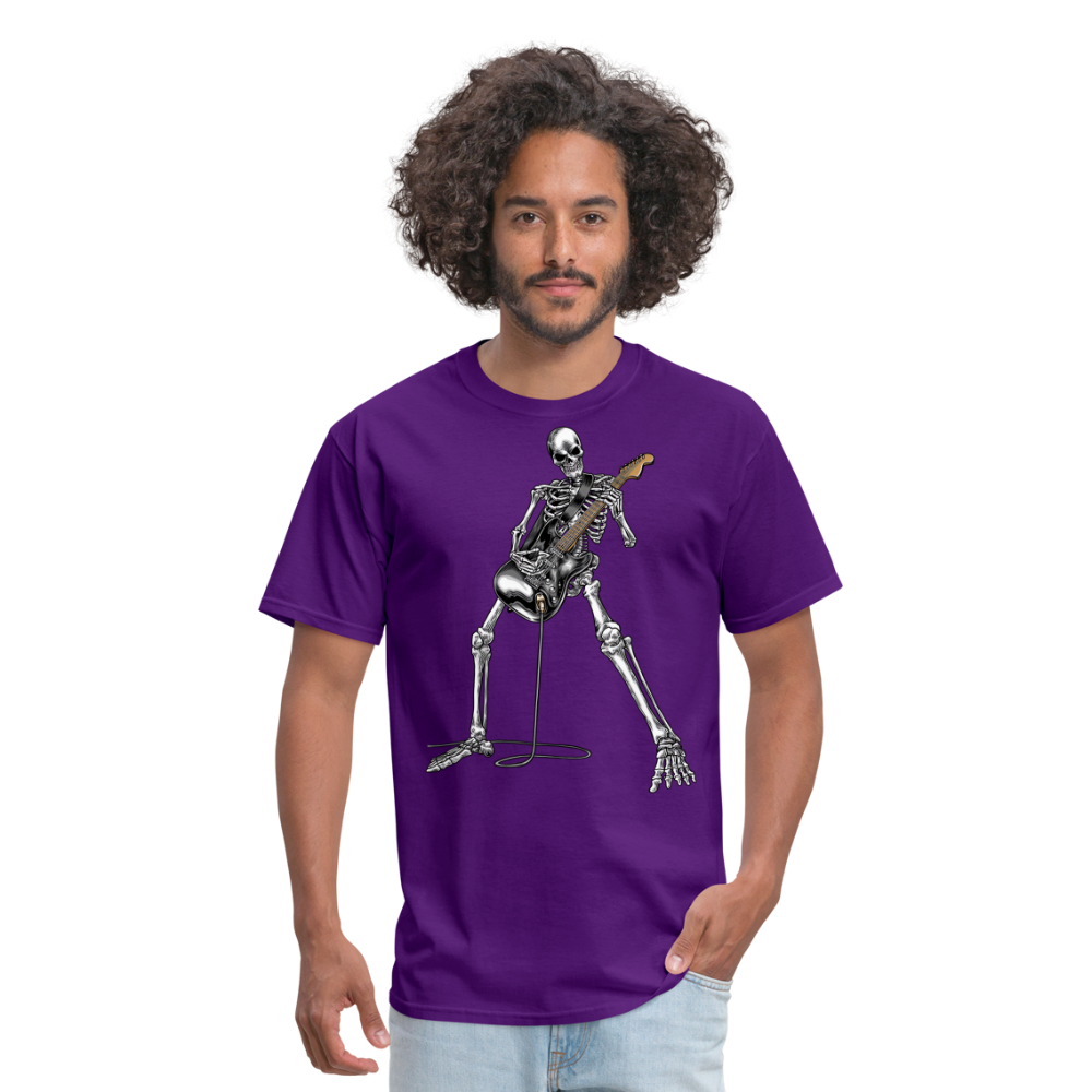 Skeleton Playing Guitar Graphic Tee Rock And Roll Unisex Classic T-Shirt - purple