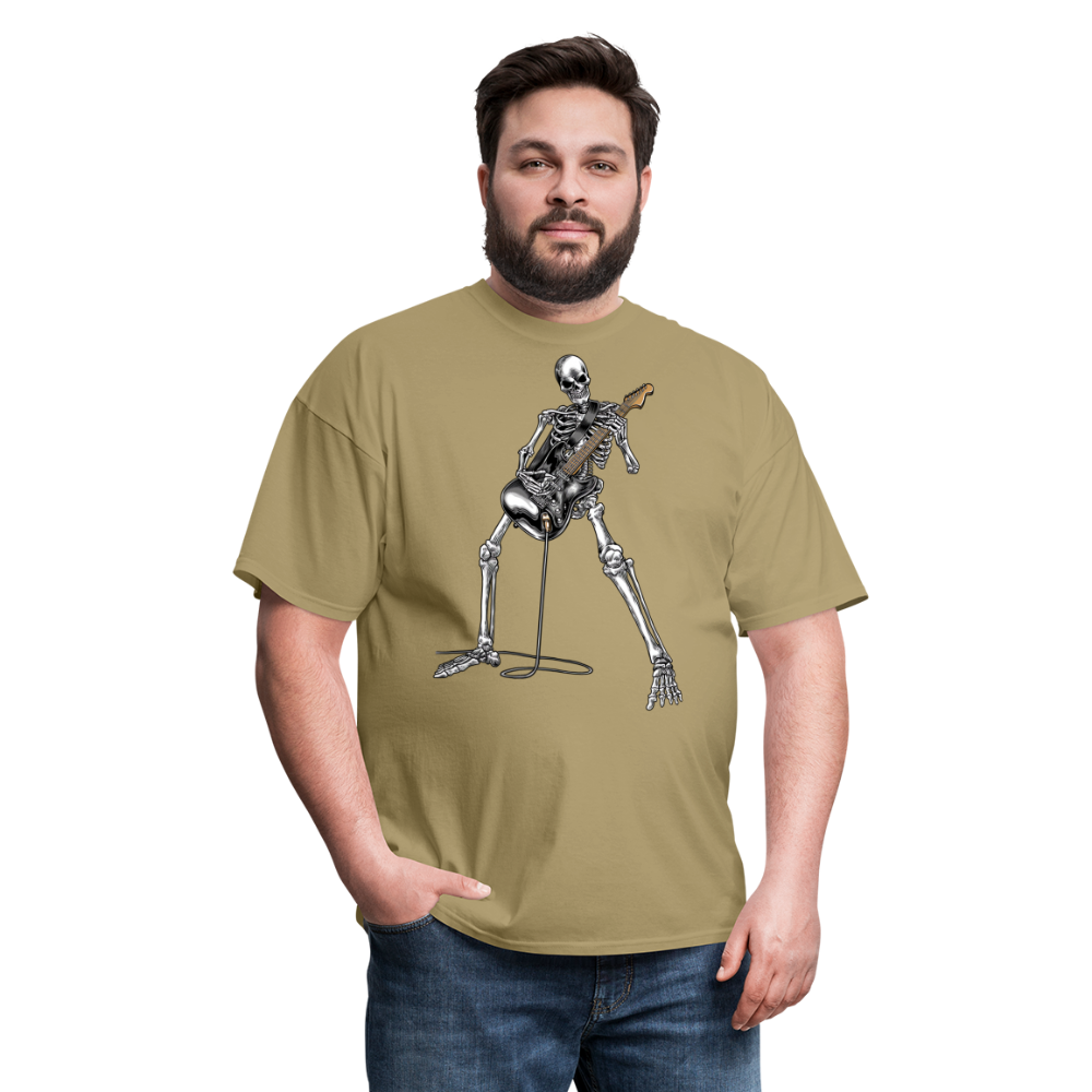 Skeleton Playing Guitar Graphic Tee Rock And Roll Unisex Classic T-Shirt - khaki