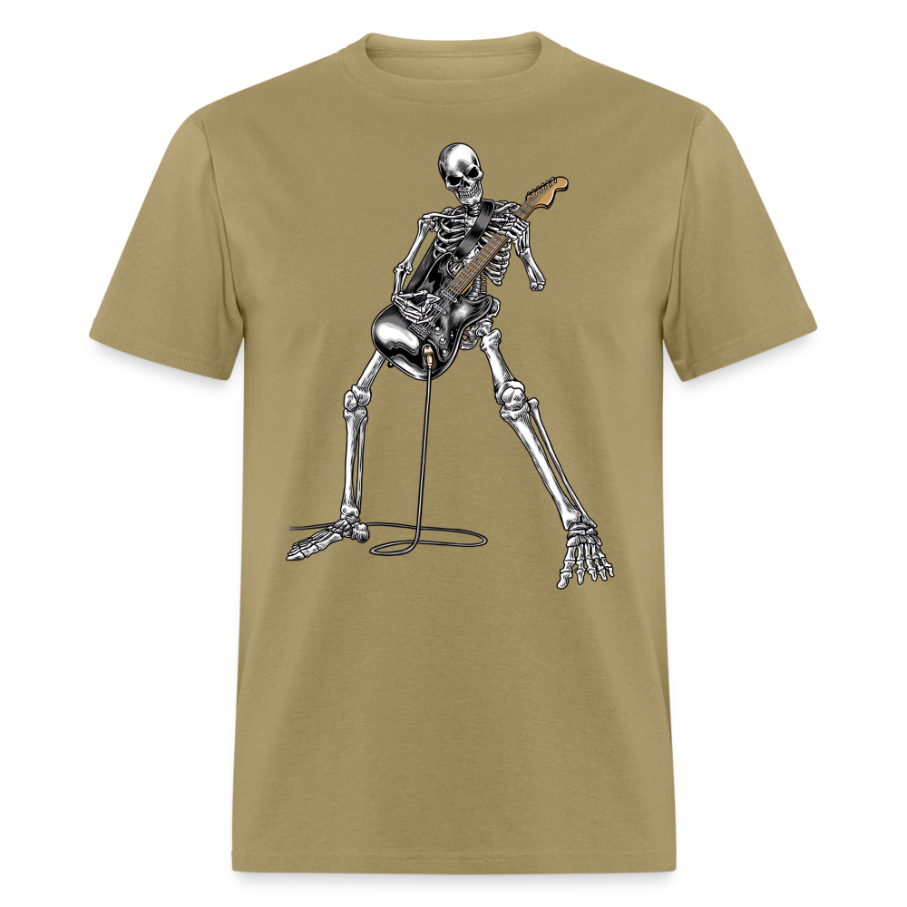 Skeleton Playing Guitar Graphic Tee Rock And Roll Unisex Classic T-Shirt - khaki