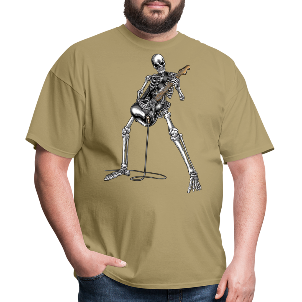 Skeleton Playing Guitar Graphic Tee Rock And Roll Unisex Classic T-Shirt - khaki