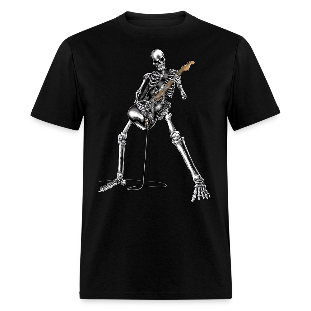 Skeleton Playing Guitar Graphic Tee Rock And Roll Unisex Classic T-Shirt - black