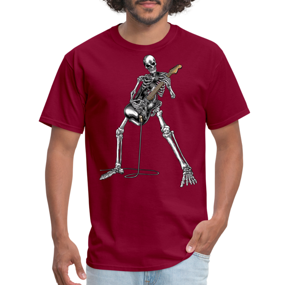 Skeleton Playing Guitar Graphic Tee Rock And Roll Unisex Classic T-Shirt - burgundy
