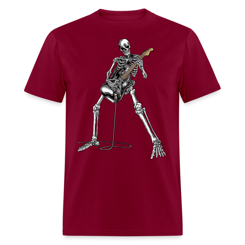 Skeleton Playing Guitar Graphic Tee Rock And Roll Unisex Classic T-Shirt - burgundy