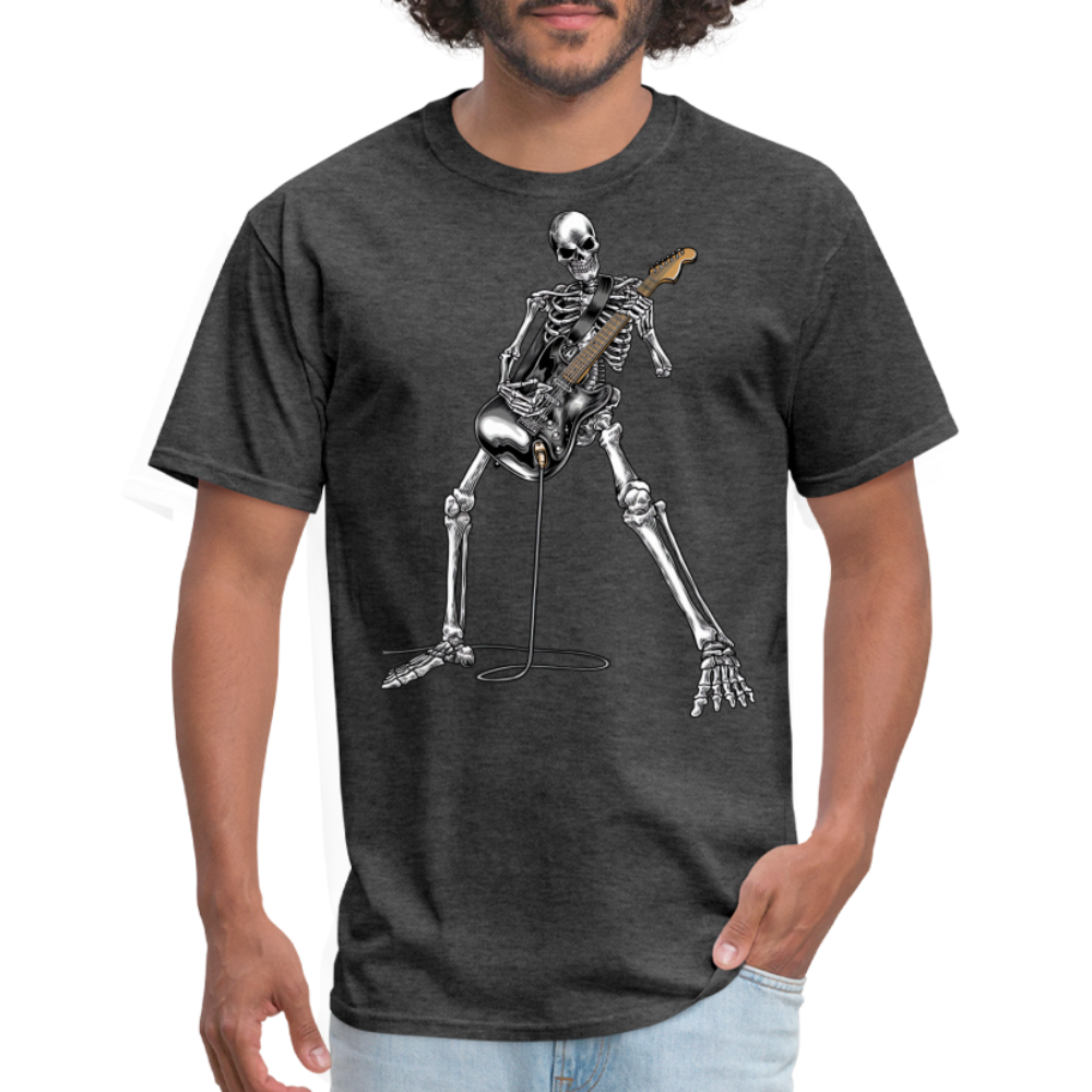 Skeleton Playing Guitar Graphic Tee Rock And Roll Unisex Classic T-Shirt - heather black