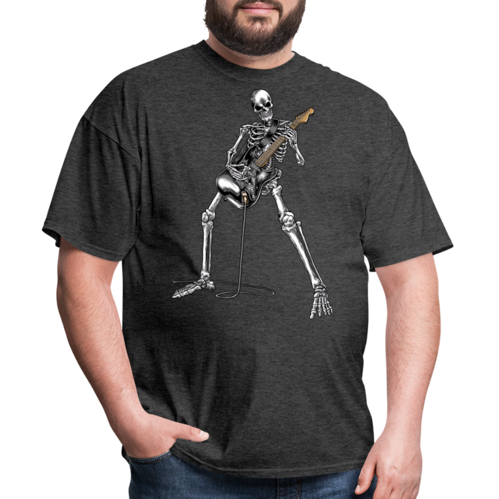 Skeleton Playing Guitar Graphic Tee Rock And Roll Unisex Classic T-Shirt - heather black