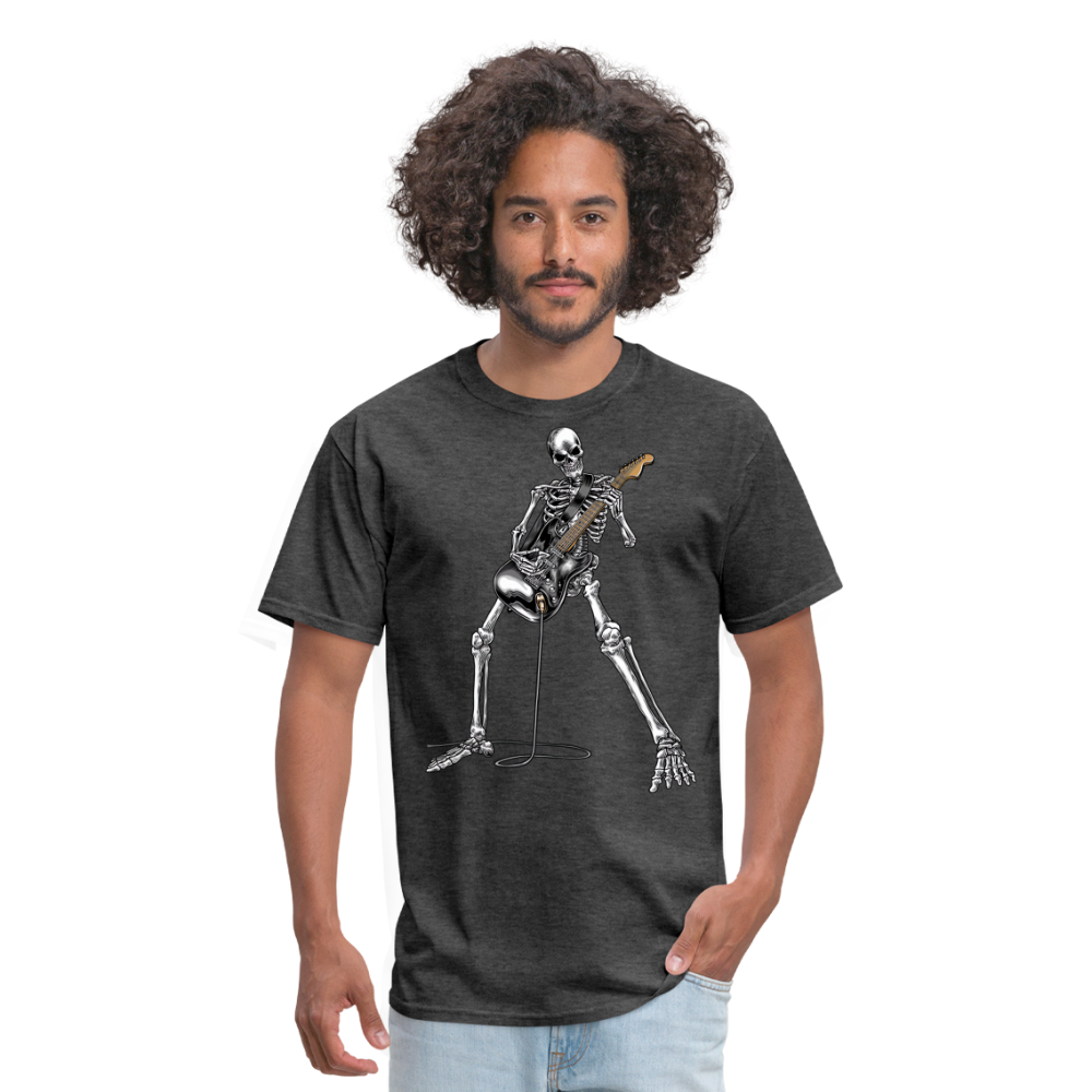 Skeleton Playing Guitar Graphic Tee Rock And Roll Unisex Classic T-Shirt - heather black