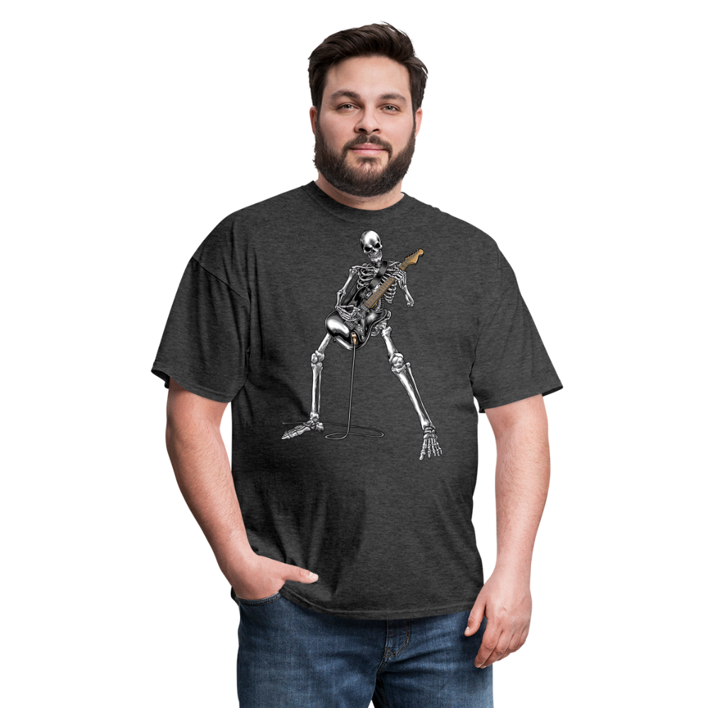 Skeleton Playing Guitar Graphic Tee Rock And Roll Unisex Classic T-Shirt - heather black