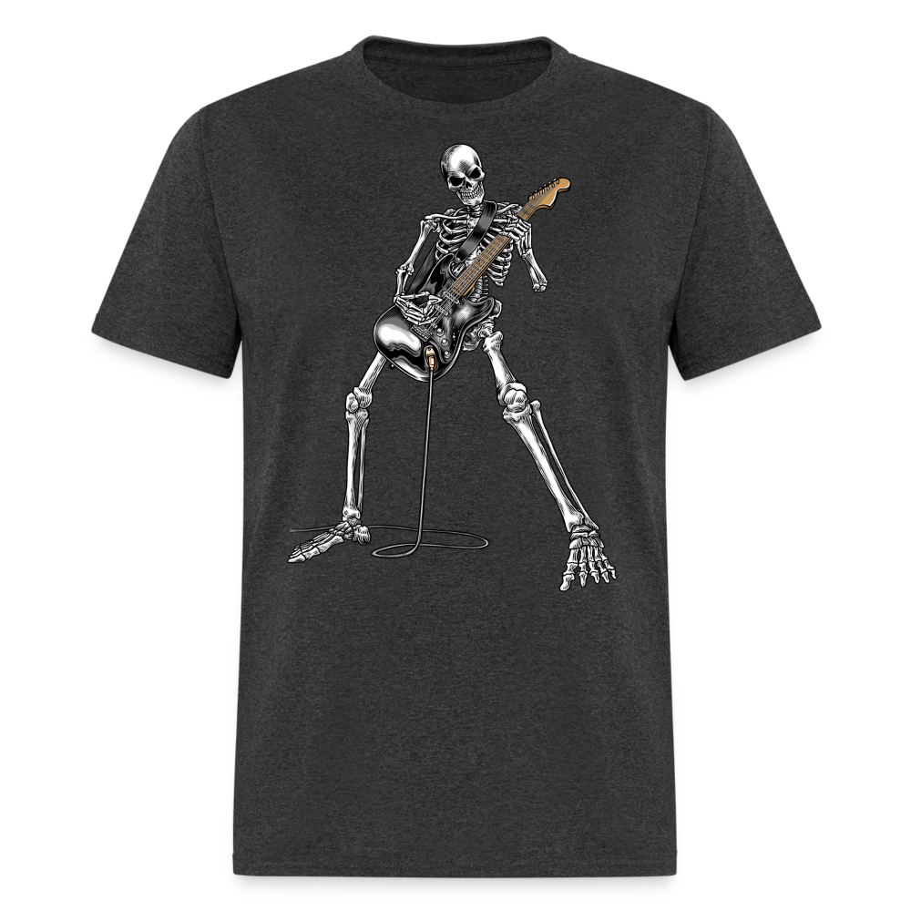 Skeleton Playing Guitar Graphic Tee Rock And Roll Unisex Classic T-Shirt - heather black