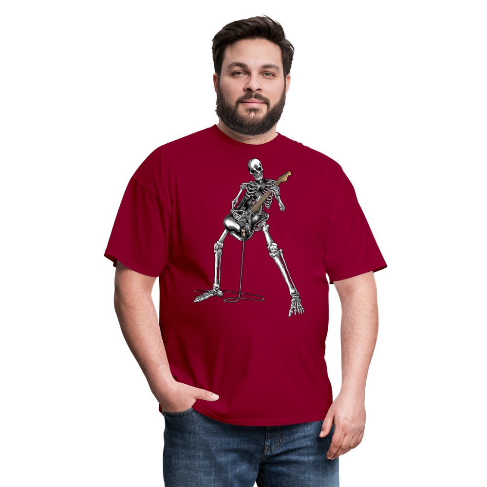 Skeleton Playing Guitar Graphic Tee Rock And Roll Unisex Classic T-Shirt - dark red
