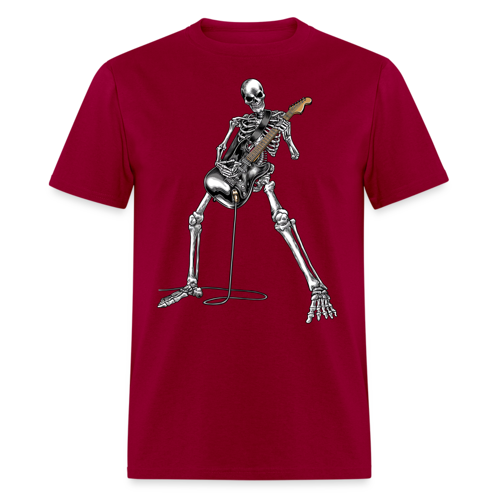 Skeleton Playing Guitar Graphic Tee Rock And Roll Unisex Classic T-Shirt - dark red