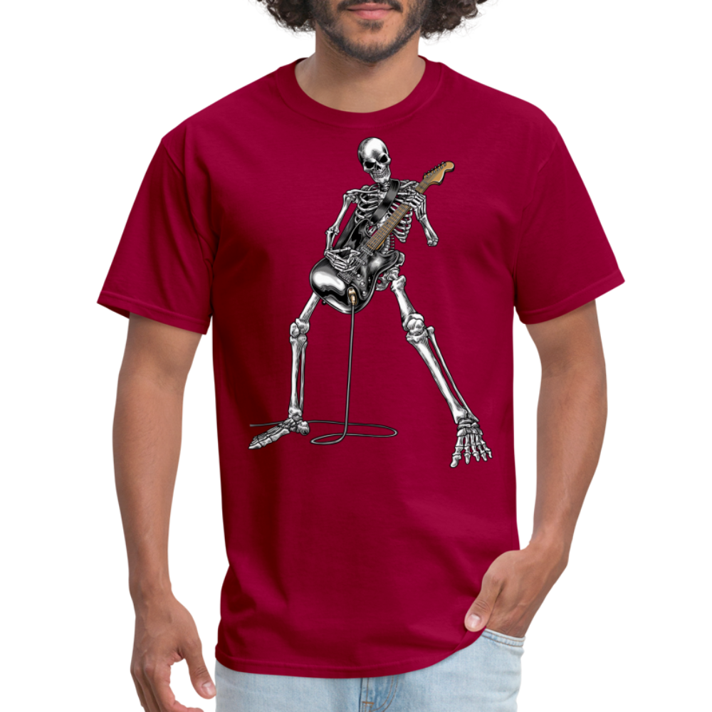 Skeleton Playing Guitar Graphic Tee Rock And Roll Unisex Classic T-Shirt - dark red