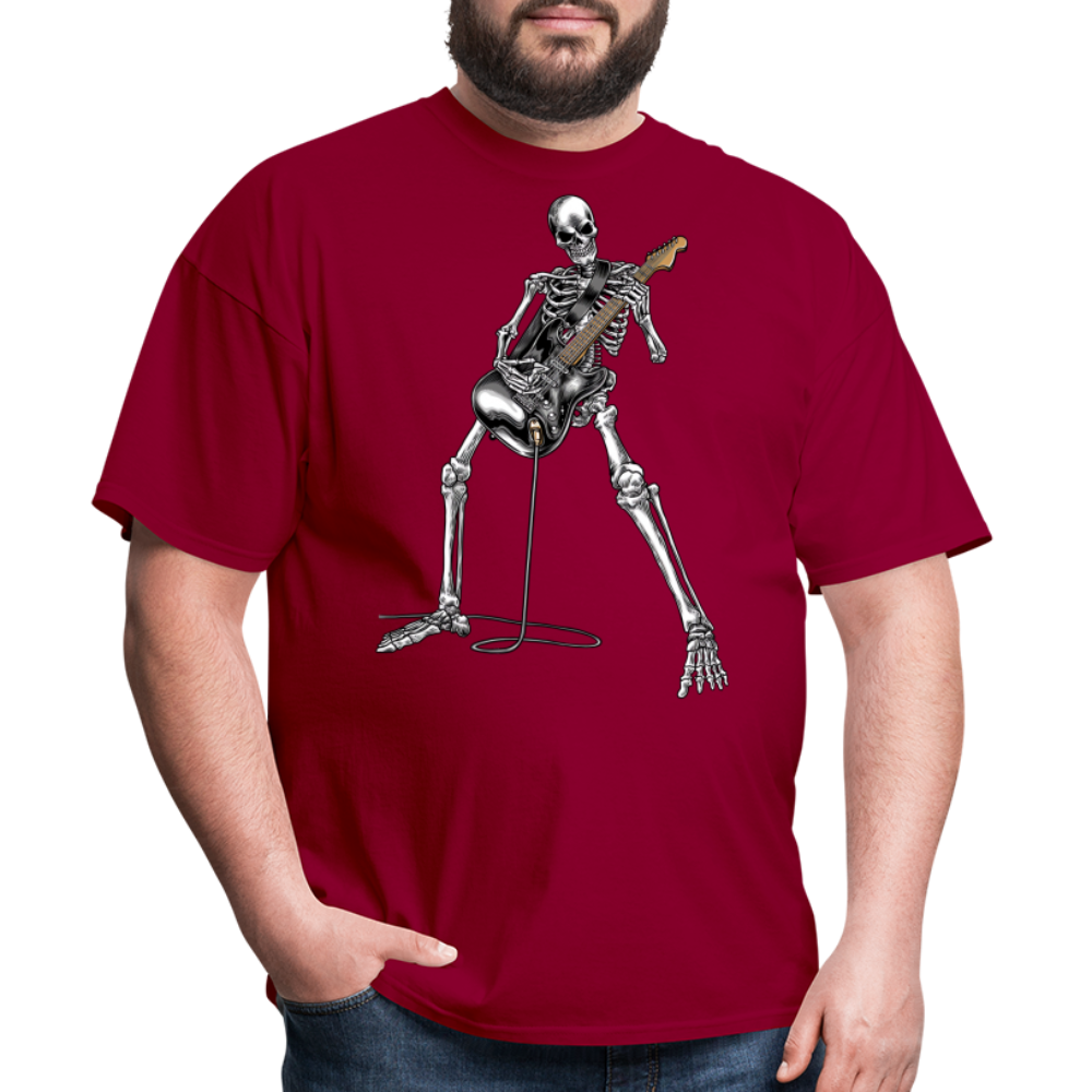 Skeleton Playing Guitar Graphic Tee Rock And Roll Unisex Classic T-Shirt - dark red
