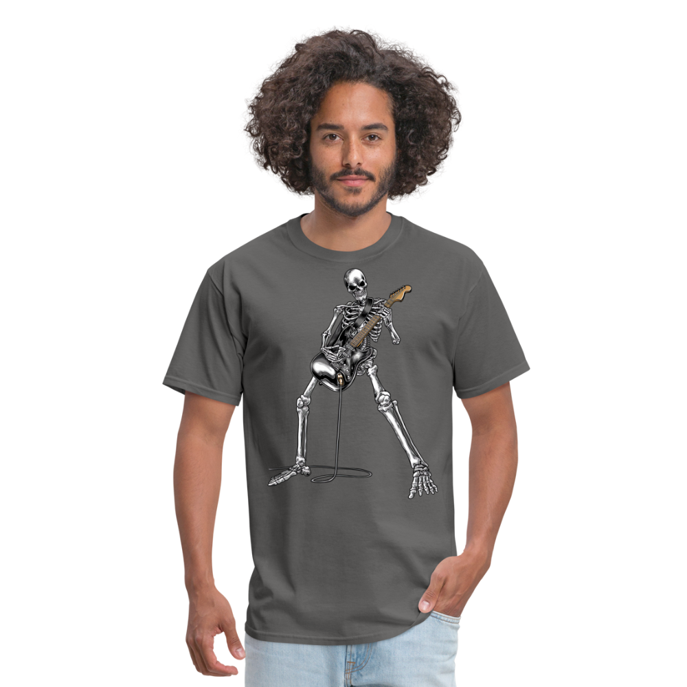 Skeleton Playing Guitar Graphic Tee Rock And Roll Unisex Classic T-Shirt - charcoal