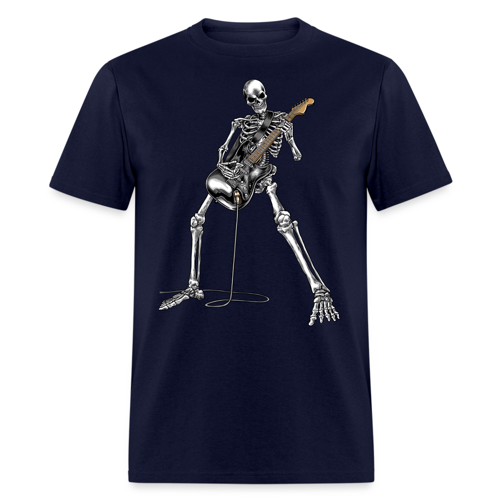 Skeleton Playing Guitar Graphic Tee Rock And Roll Unisex Classic T-Shirt - navy