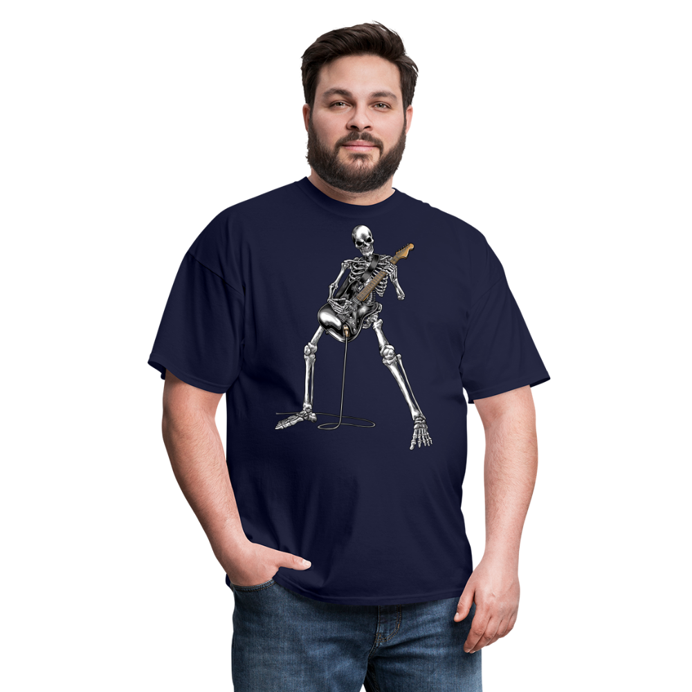 Skeleton Playing Guitar Graphic Tee Rock And Roll Unisex Classic T-Shirt - navy